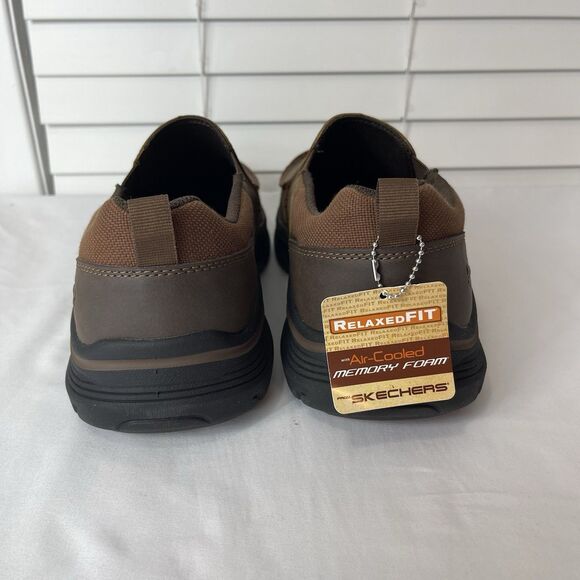 Skechers Seveno Men's 11.5 Brown Shoe Leather Relaxed Fit Classic Slip On Shoes - Picture 5 of 8